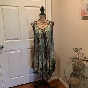 Plus size multi print umbrella dress